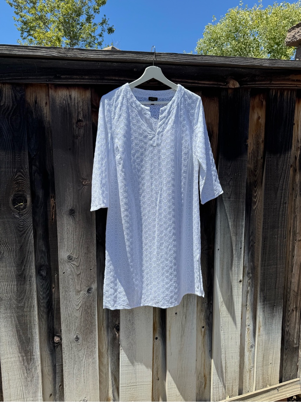 White Eyelet Tunic Shirt - Classic Lightweight Style